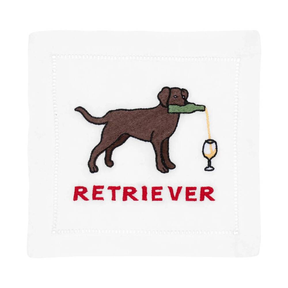 NEW AUGUST MORGAN cotton cocktail napkins in retriever lab